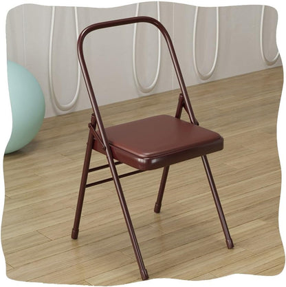 Foldable Yoga Chair for Iyengar, Non-Slip Auxiliary Folding Chair for Flexibility & Strength Training, Perfect for Balance & Handstands - Brown