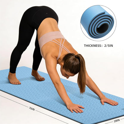 TPE Yoga Mat10mm Thick Wide Exercise Mat for Home Workout Carry Strap