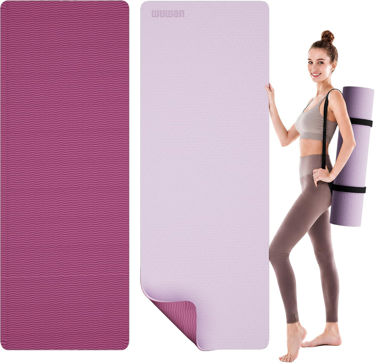 TPE Yoga Mat10mm Thick Wide Exercise Mat for Home Workout Carry Strap