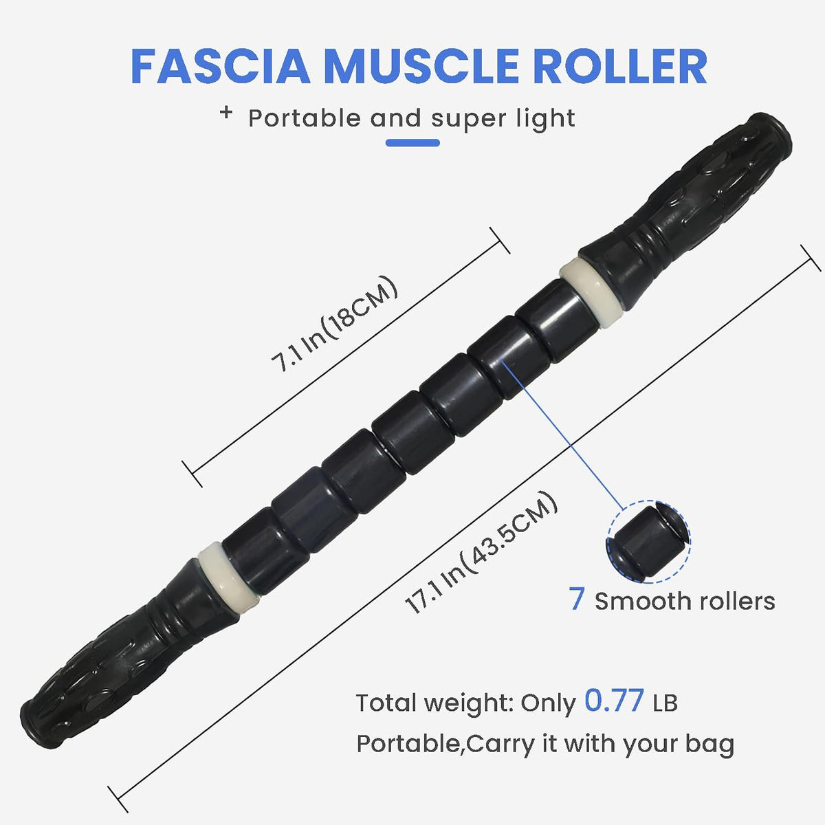 Muscle Roller Stick Massage Roller for Lymphatic Drainage, Cellulite Massager, Leg Massager for Circulation and Pain Relief, Deep Tissue & Trigger Point Massage