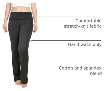 Women's Color Block Fold Over Waist Yoga Pants Flare Leg Workout Leggings