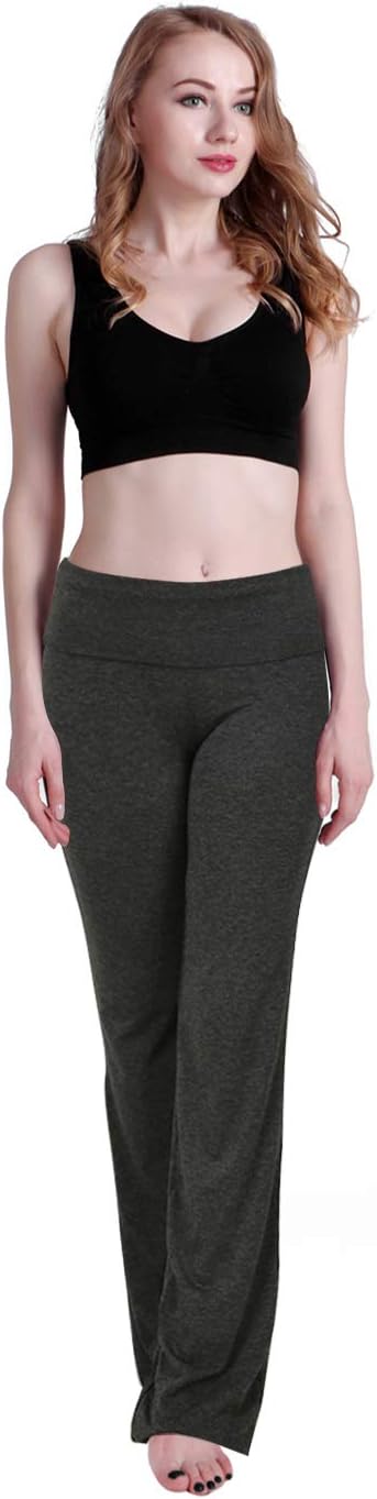 Women's Color Block Fold Over Waist Yoga Pants Flare Leg Workout Leggings
