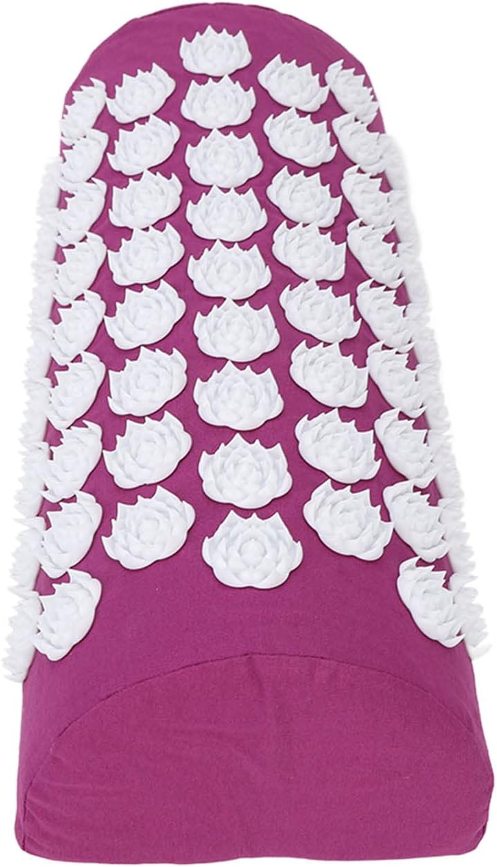 Neck and Back Massager Cushion with, Headaches, Migraines Relief Pillow, Ergonomic Floral Design, Made of ABS, Cotton (Purple)