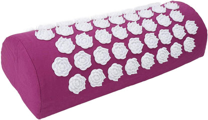 Neck and Back Massager Cushion with, Headaches, Migraines Relief Pillow, Ergonomic Floral Design, Made of ABS, Cotton (Purple)