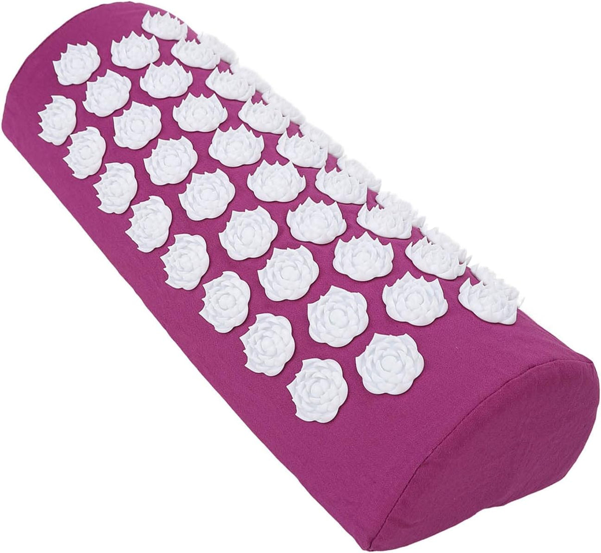 Neck and Back Massager Cushion with, Headaches, Migraines Relief Pillow, Ergonomic Floral Design, Made of ABS, Cotton (Purple)