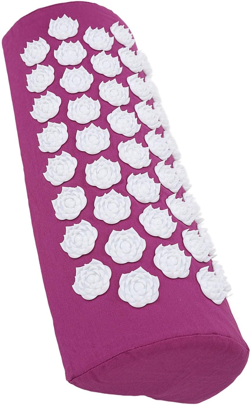 Neck and Back Massager Cushion with, Headaches, Migraines Relief Pillow, Ergonomic Floral Design, Made of ABS, Cotton (Purple)