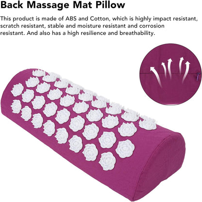 Neck and Back Massager Cushion with, Headaches, Migraines Relief Pillow, Ergonomic Floral Design, Made of ABS, Cotton (Purple)