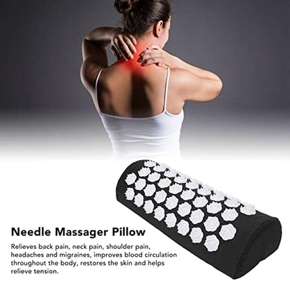 Neck and Back Massager Cushion with, Headaches, Migraines Relief Pillow, Ergonomic Floral Design, Made of ABS, Cotton (Purple)