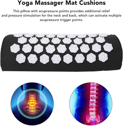 Neck and Back Massager Cushion with, Headaches, Migraines Relief Pillow, Ergonomic Floral Design, Made of ABS, Cotton (Purple)