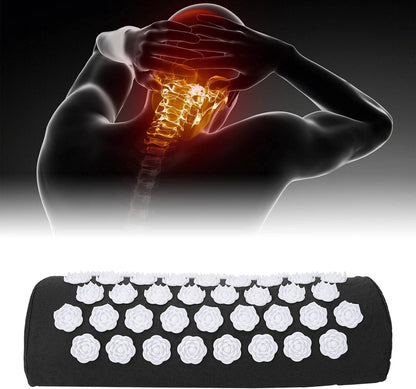 Neck and Back Massager Cushion with, Headaches, Migraines Relief Pillow, Ergonomic Floral Design, Made of ABS, Cotton (Purple)