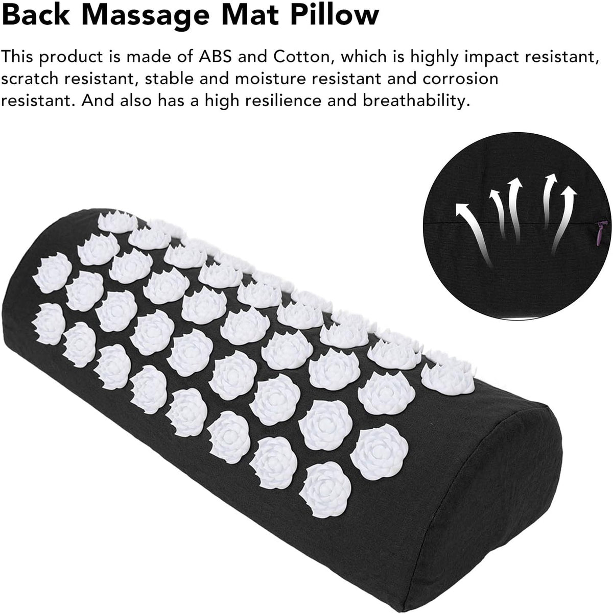 Neck and Back Massager Cushion with, Headaches, Migraines Relief Pillow, Ergonomic Floral Design, Made of ABS, Cotton (Purple)