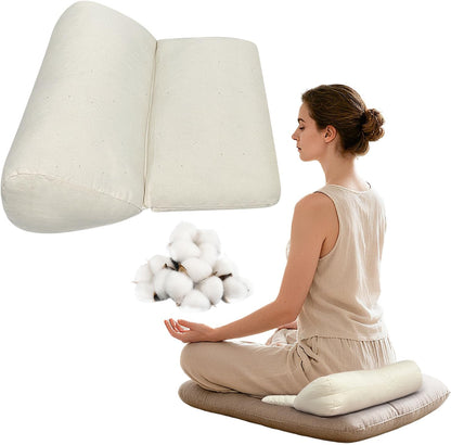 Meditation Cushion for Sitting on Floor Yoga Bolster Meditation Pillow Foldable and Multifunctional Floor Seat Cushions Ergonomics Tailbone Support Mat - Organic Cotton Cover