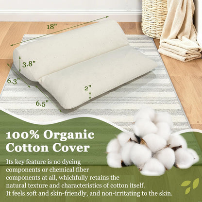 Meditation Cushion for Sitting on Floor Yoga Bolster Meditation Pillow Foldable and Multifunctional Floor Seat Cushions Ergonomics Tailbone Support Mat - Organic Cotton Cover