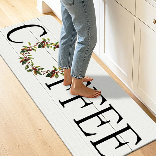 Coffee Themed Kitchen Runner Rug 20x47 Inch