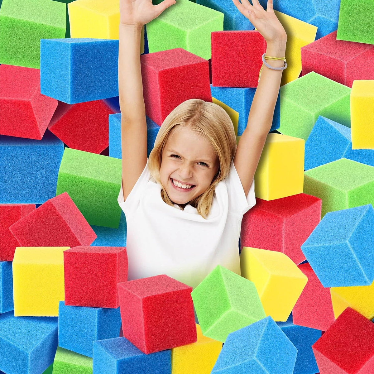 Foam Pit Cubes Blocks 3.1 x 3.1 x 3.1 Inch Colorful Flame Retardant Educational Autistic Building Blocks for Trampoline Arenas, Gymnastics, Parkour Courses Skateboard Parks Playground