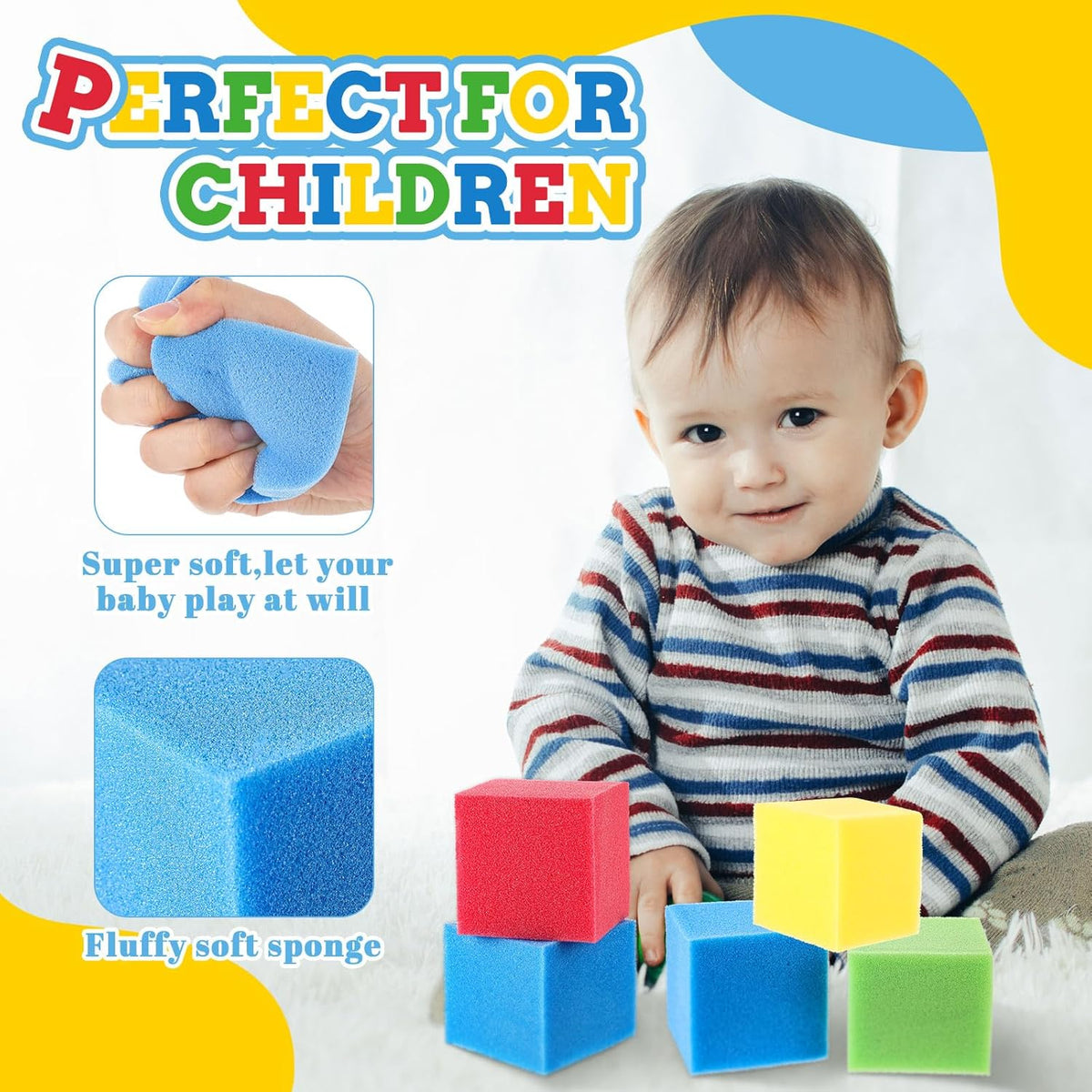 Foam Pit Cubes Blocks 3.1 x 3.1 x 3.1 Inch Colorful Flame Retardant Educational Autistic Building Blocks for Trampoline Arenas, Gymnastics, Parkour Courses Skateboard Parks Playground