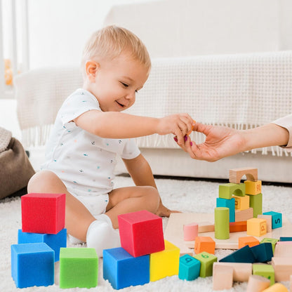 Foam Pit Cubes Blocks 3.1 x 3.1 x 3.1 Inch Colorful Flame Retardant Educational Autistic Building Blocks for Trampoline Arenas, Gymnastics, Parkour Courses Skateboard Parks Playground