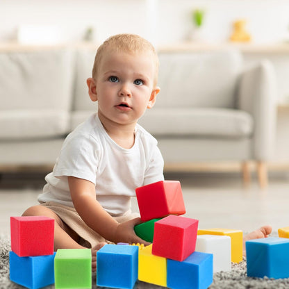 Foam Pit Cubes Blocks 3.1 x 3.1 x 3.1 Inch Colorful Flame Retardant Educational Autistic Building Blocks for Trampoline Arenas, Gymnastics, Parkour Courses Skateboard Parks Playground