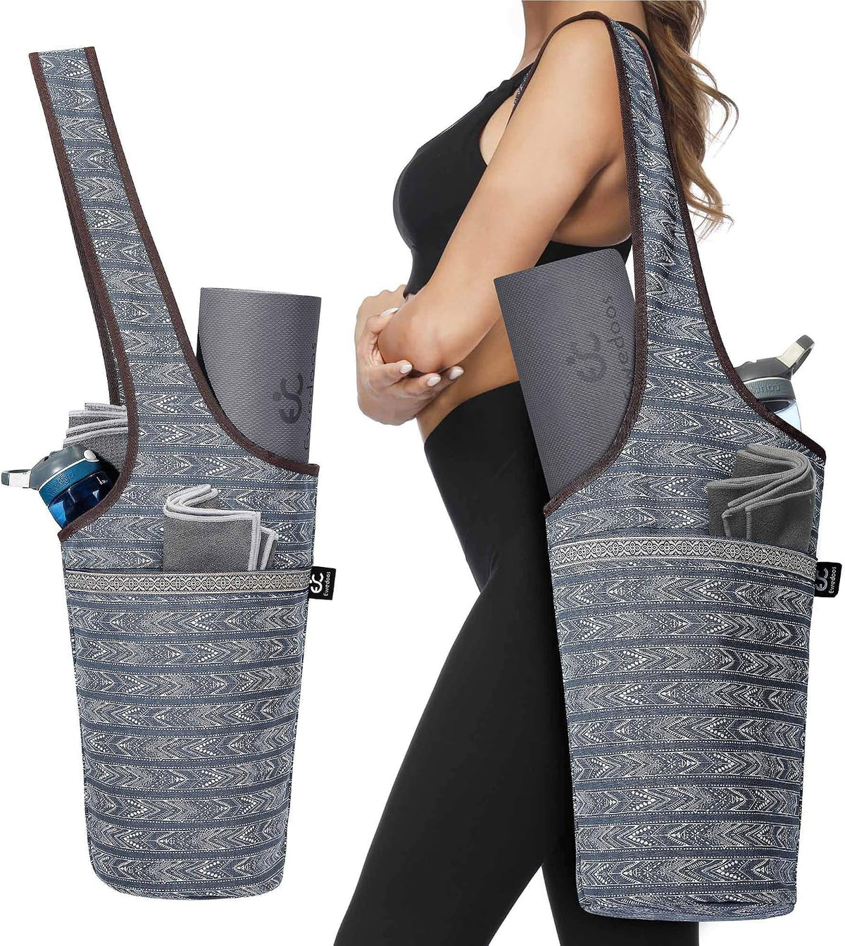 Canvas Yoga Mat Bag Fits Most Mats Yoga Bag with Large Storage Pockets to Hold More Accessories Ideal for Pilates Workout Gifts & Travel