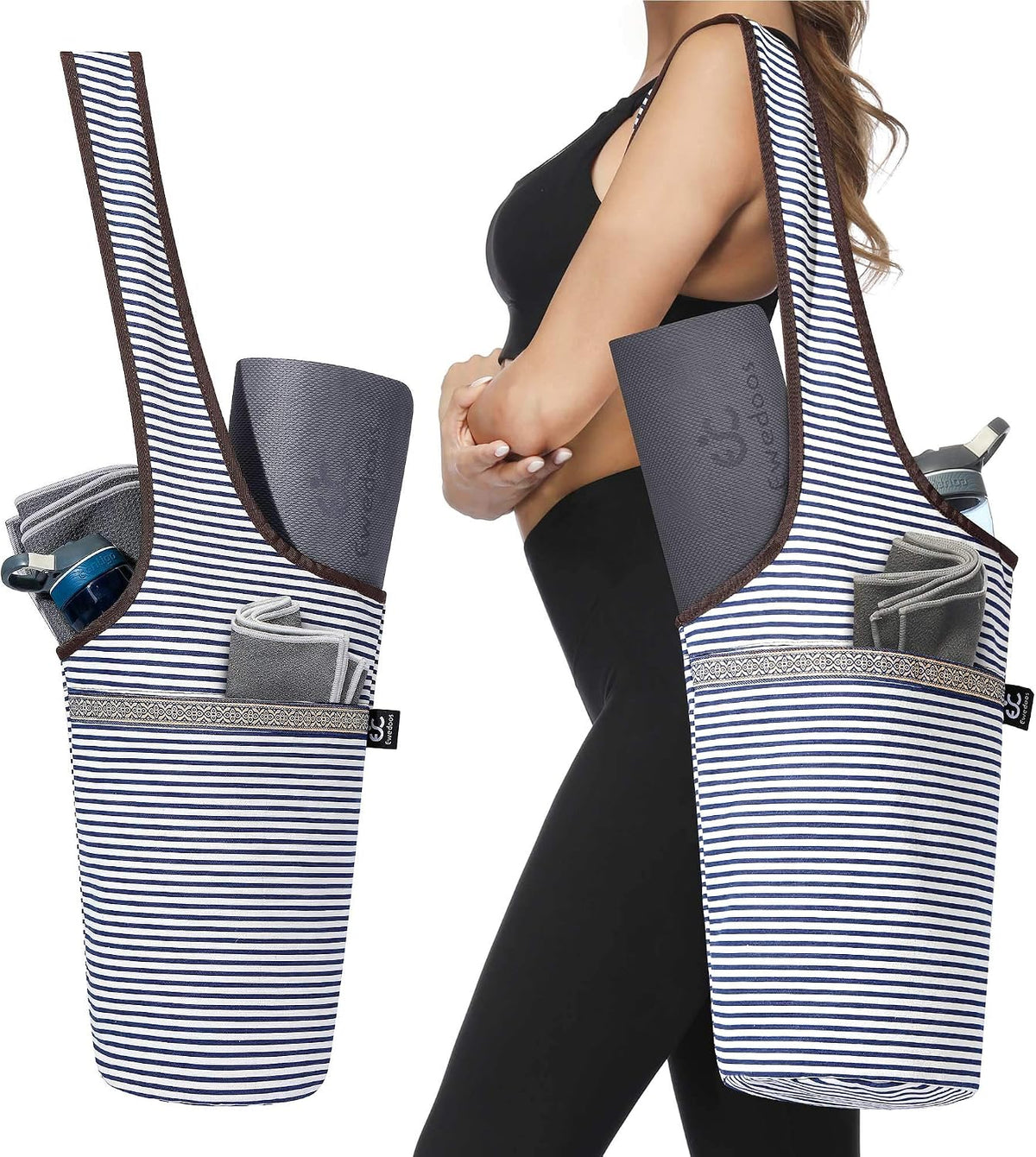 Canvas Yoga Mat Bag Fits Most Mats Yoga Bag with Large Storage Pockets to Hold More Accessories Ideal for Pilates Workout Gifts & Travel