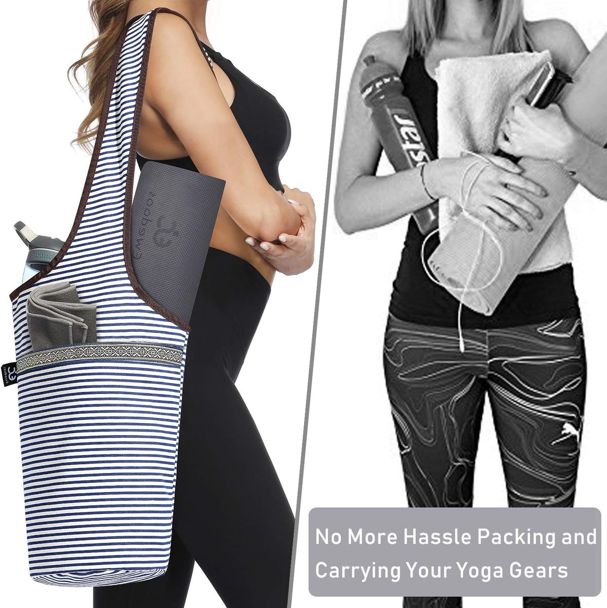 Canvas Yoga Mat Bag Fits Most Mats Yoga Bag with Large Storage Pockets to Hold More Accessories Ideal for Pilates Workout Gifts & Travel