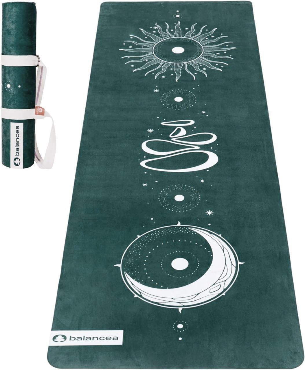 Yoga Mat With Strap 5mm Non Slip Suede & TPE - Eco-Friendly Fitness & Exercise Mat for Home Gym, Pilates, Hot Yoga, and Meditation - Lightweight Durable 72 x 24 inch Workout Mat for Women, Men
