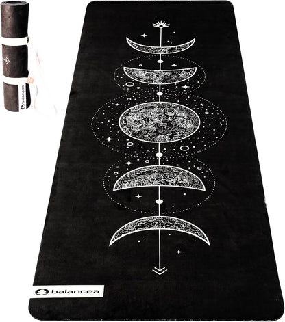 Yoga Mat With Strap 5mm Non Slip Suede & TPE - Eco-Friendly Fitness & Exercise Mat for Home Gym, Pilates, Hot Yoga, and Meditation - Lightweight Durable 72 x 24 inch Workout Mat for Women, Men