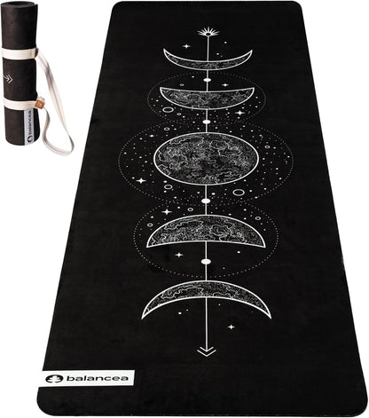 Yoga Mat With Strap 5mm Non Slip Suede & TPE - Eco-Friendly Fitness & Exercise Mat for Home Gym, Pilates, Hot Yoga, and Meditation - Lightweight Durable 72 x 24 inch Workout Mat for Women, Men