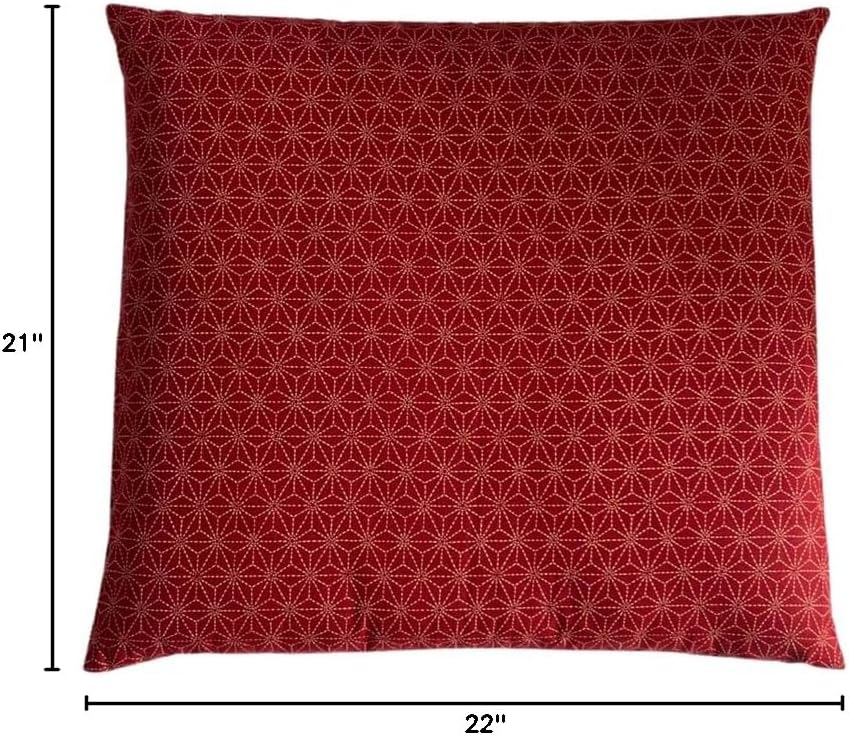 Zabuton Floor Pillow with Removable Cover - Traditional Japanese Decor | 90% Cotton, 10% Polyester Filling, Fluffy Floor Cushion for Couch, Living Room Seating or Meditation