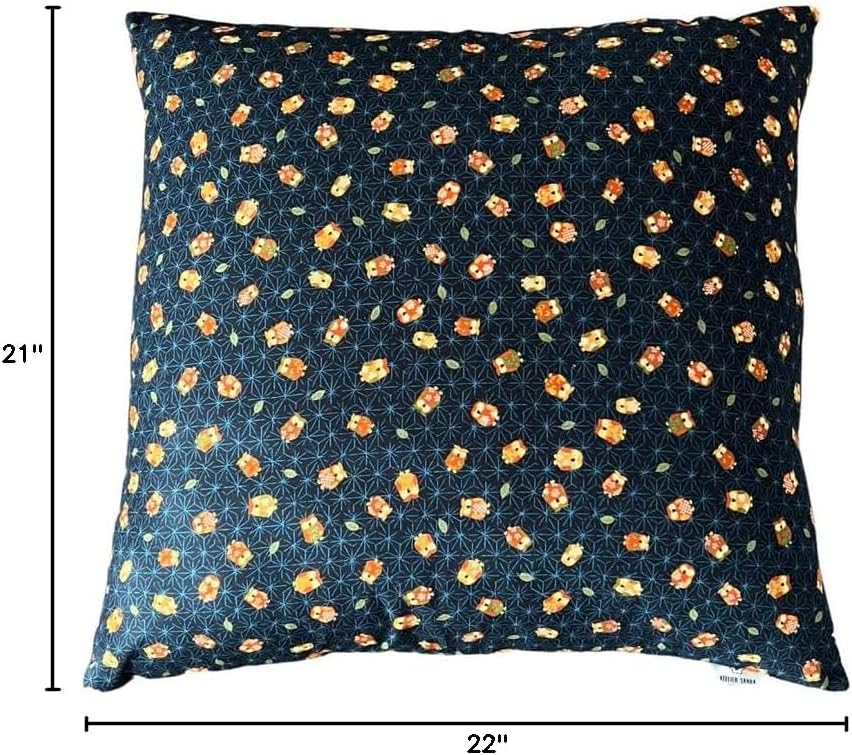 Zabuton Floor Pillow with Removable Cover - Traditional Japanese Decor | 90% Cotton, 10% Polyester Filling, Fluffy Floor Cushion for Couch, Living Room Seating or Meditation