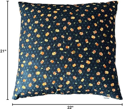 Zabuton Floor Pillow with Removable Cover - Traditional Japanese Decor | 90% Cotton, 10% Polyester Filling, Fluffy Floor Cushion for Couch, Living Room Seating or Meditation