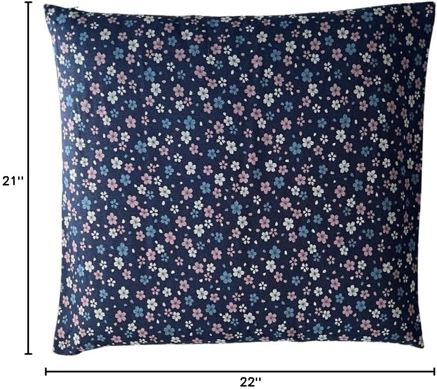 Zabuton Floor Pillow with Removable Cover - Traditional Japanese Decor | 90% Cotton, 10% Polyester Filling, Fluffy Floor Cushion for Couch, Living Room Seating or Meditation
