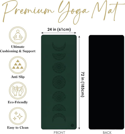 4.5mm Non Slip Yoga Mat with Strap, PU Top & Rubber Base Exercise Mat for Yoga, Pilates, Hot Yoga, Fitness, Stretching & Home Workout