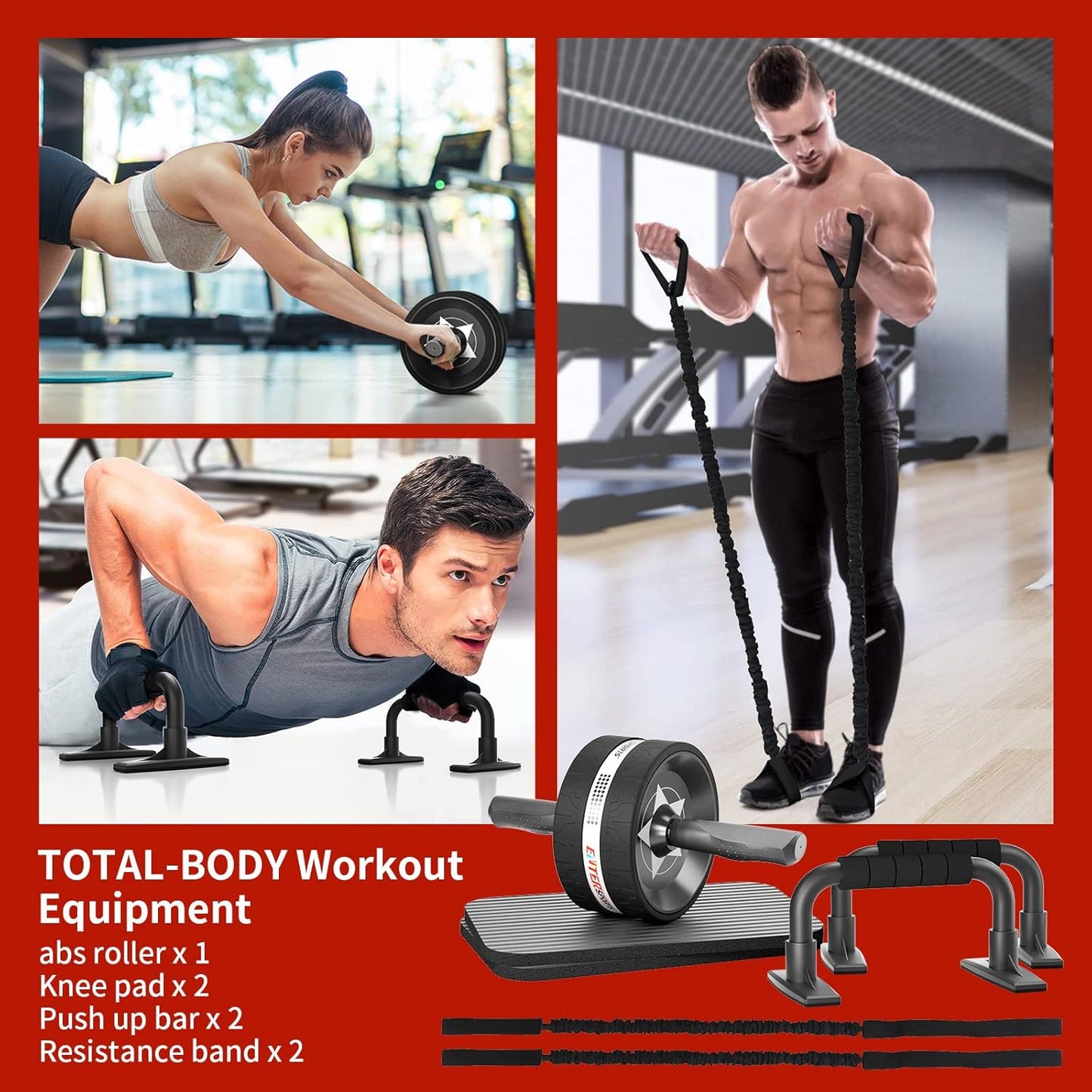 Ab Roller Wheel for Abs Workout - Abdominal Exercise Equipment with 2 Knee Pads for Home Gym, Core Strength Training, Fitness Equipment for Men & Women