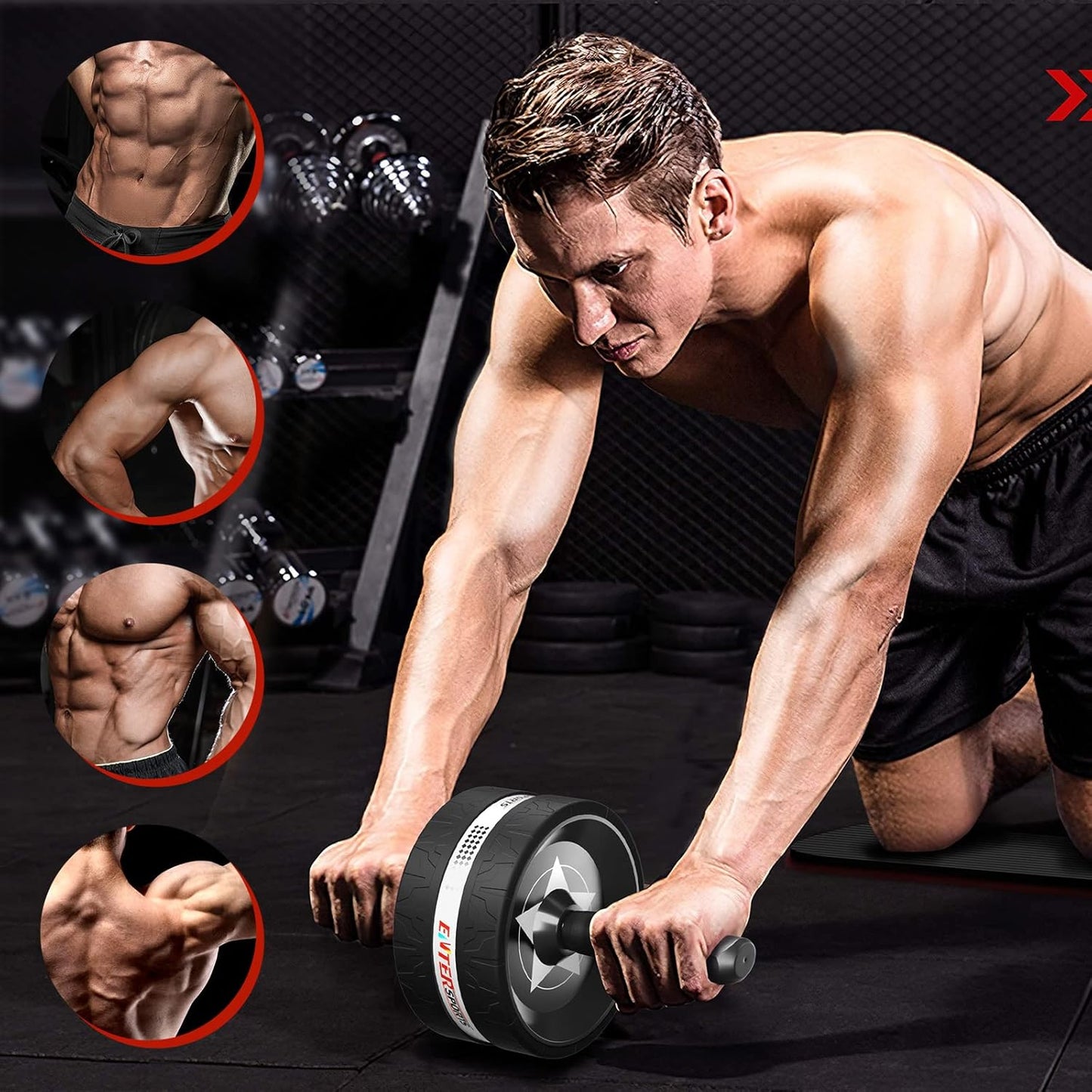 Ab Roller Wheel for Abs Workout - Abdominal Exercise Equipment with 2 Knee Pads for Home Gym, Core Strength Training, Fitness Equipment for Men & Women