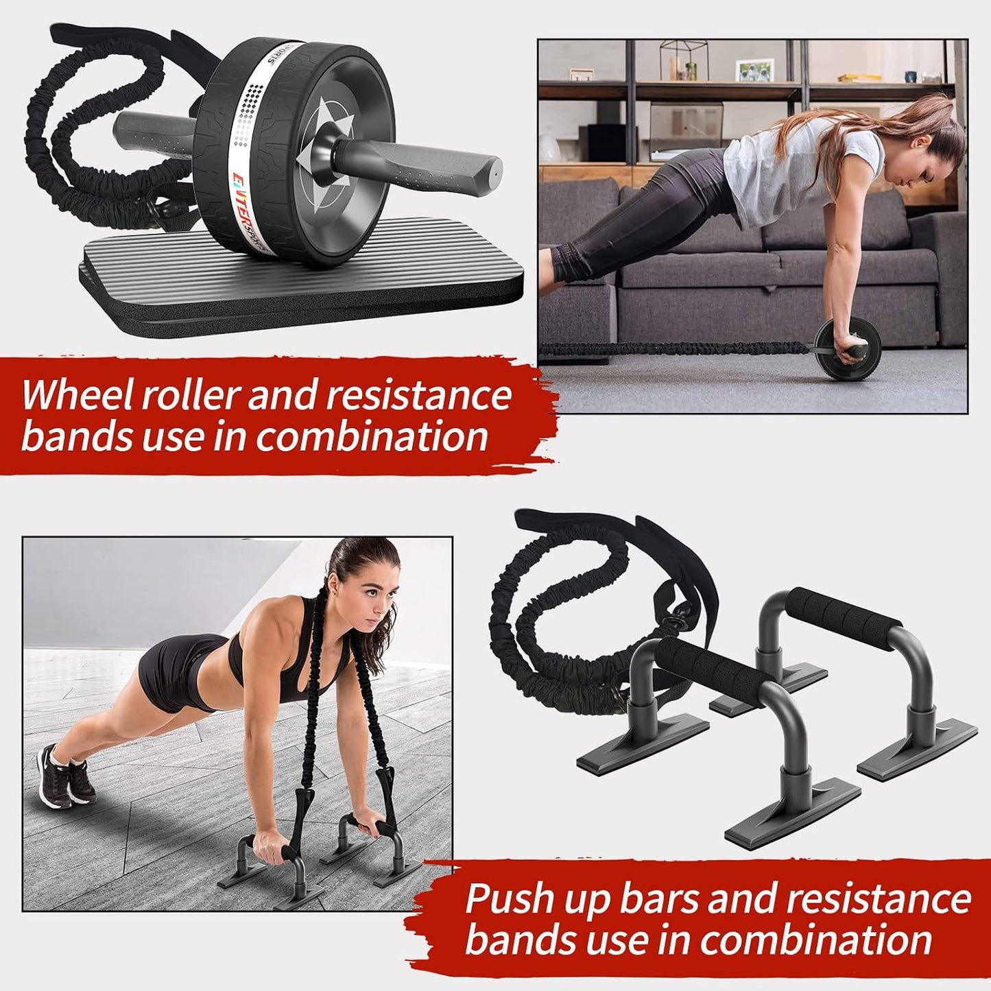 Ab Roller Wheel for Abs Workout - Abdominal Exercise Equipment with 2 Knee Pads for Home Gym, Core Strength Training, Fitness Equipment for Men & Women
