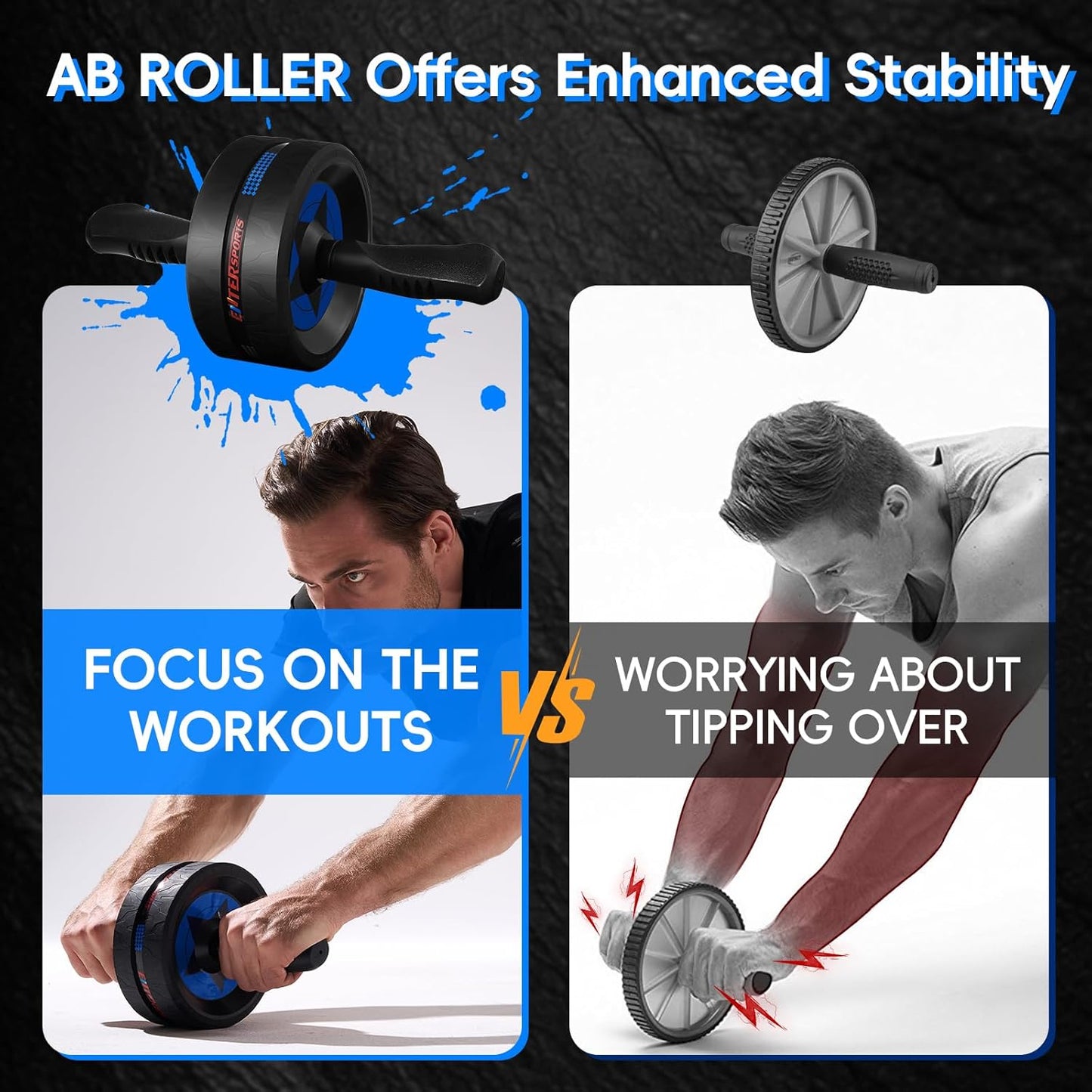 Ab Roller Wheel for Abs Workout - Abdominal Exercise Equipment with 2 Knee Pads for Home Gym, Core Strength Training, Fitness Equipment for Men & Women