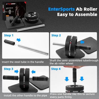 Ab Roller Wheel for Abs Workout - Abdominal Exercise Equipment with 2 Knee Pads for Home Gym, Core Strength Training, Fitness Equipment for Men & Women