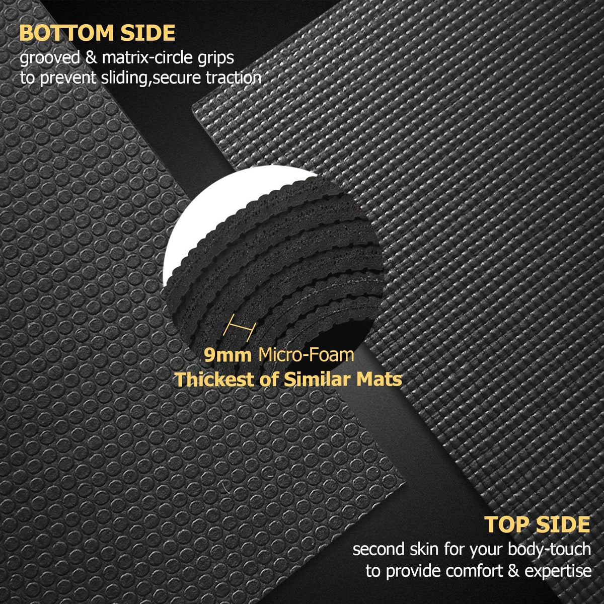 Large Yoga Mat 6'x4'/6'x6'(7mm) & 7'x5'(9mm)