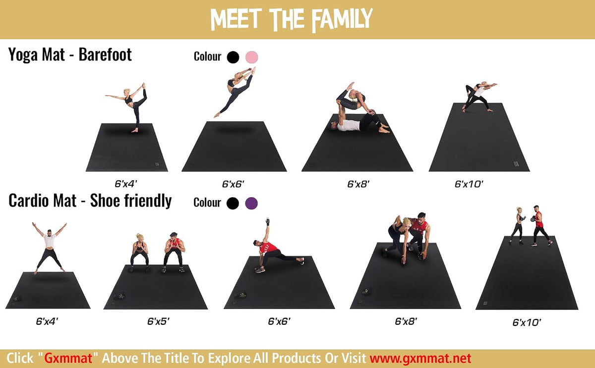 Large Yoga Mat 6'x4'/6'x6'(7mm) & 7'x5'(9mm)