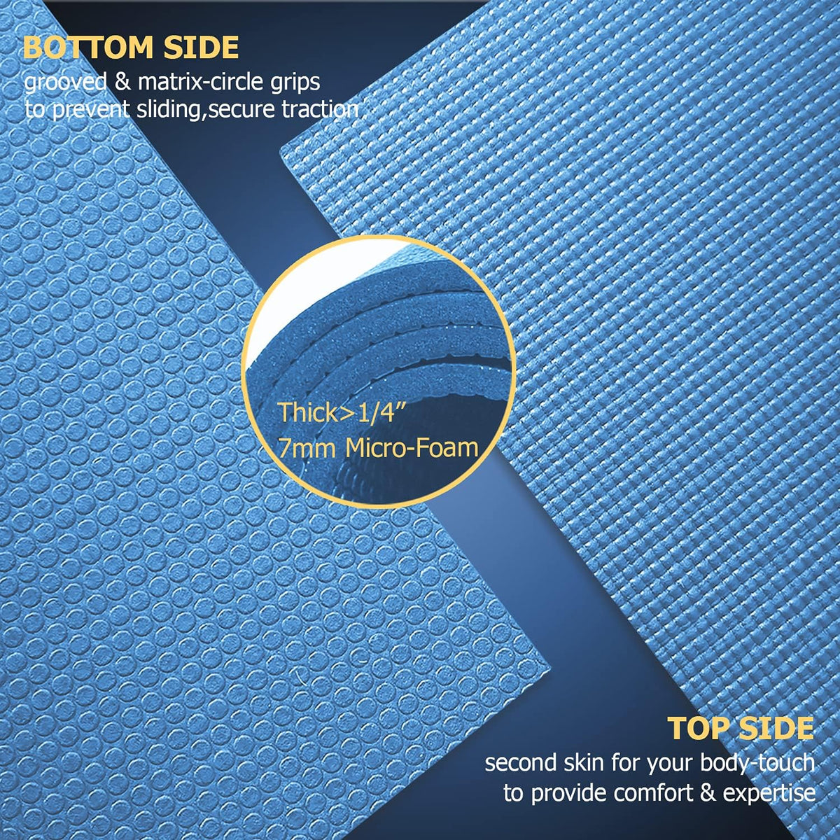 Large Yoga Mat 6'x4'/6'x6'(7mm) & 7'x5'(9mm)