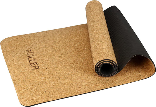 FOILLER Luxury Cork Yoga Mat - Natural Organic Cork & Eco-Friendly TPR - Perfect Size (72” x 24”x4mm) Non Slip Exercise & Fitness Mat , Workout Mat and Exercise Mats for Yoga, Pilates and Floor