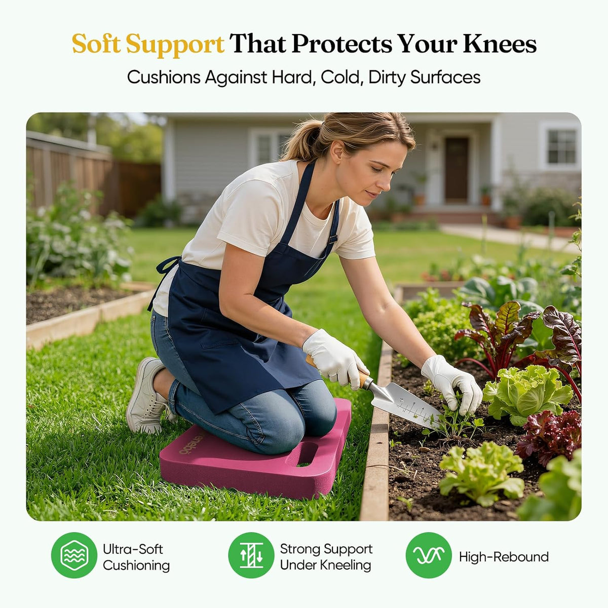 1-Pack Kneeling Pads, Extra Thick, 17.3 x 11 x 1.6 in, Pink