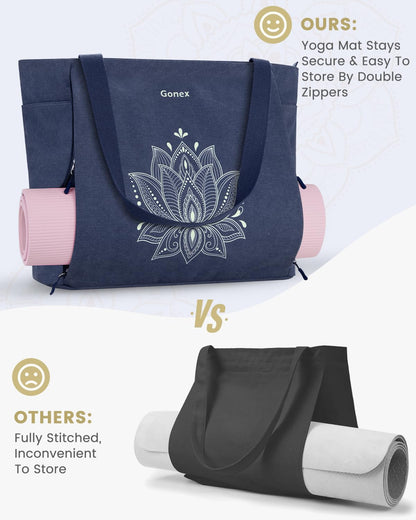 Yoga Mat Bag with Zipper Mat Carrier Canvas Gym Tote