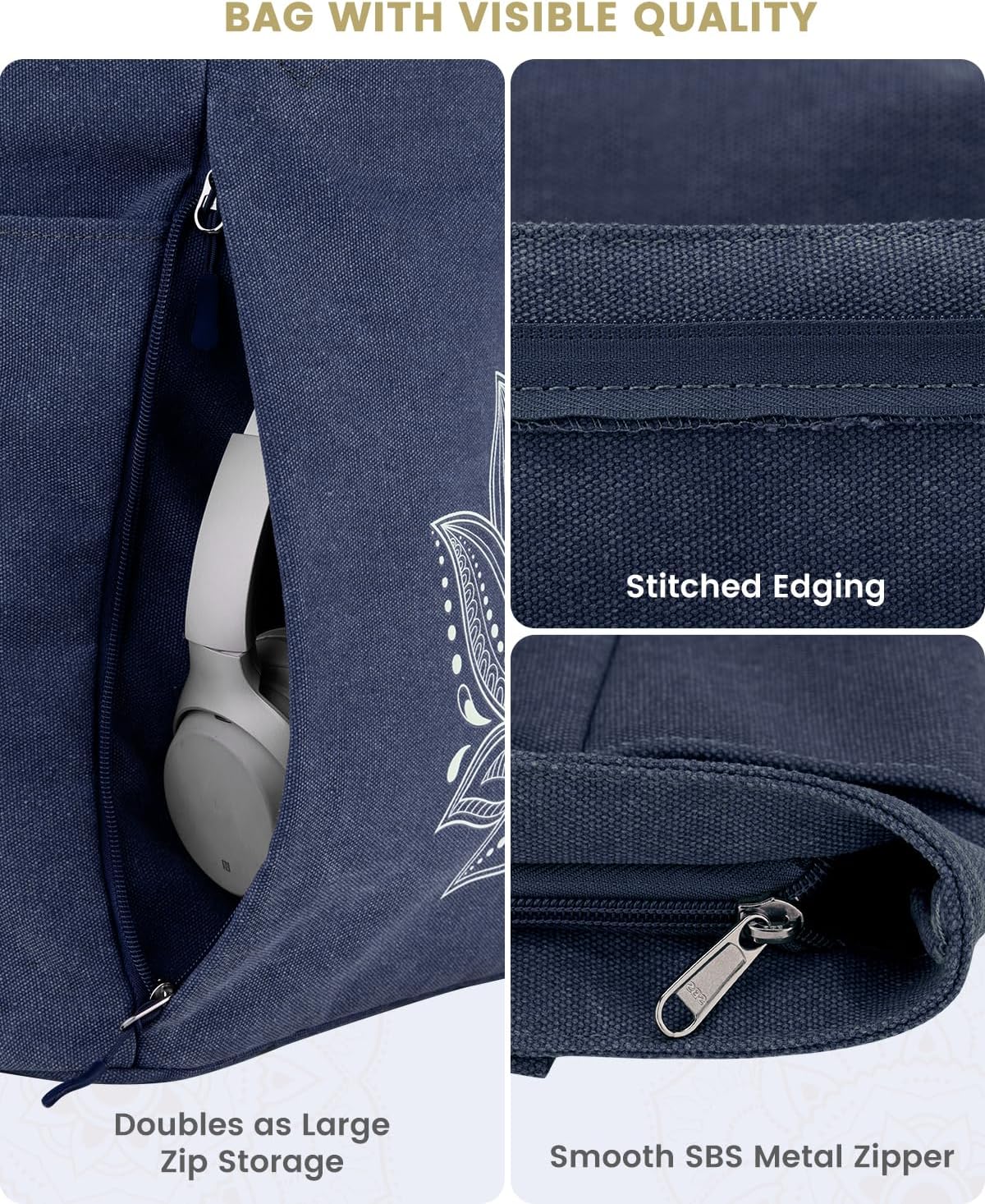 Yoga Mat Bag with Zipper Mat Carrier Canvas Gym Tote