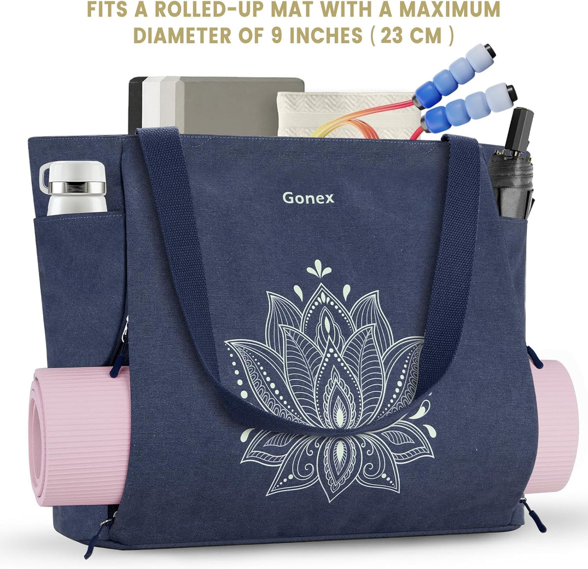 Yoga Mat Bag with Zipper Mat Carrier Canvas Gym Tote