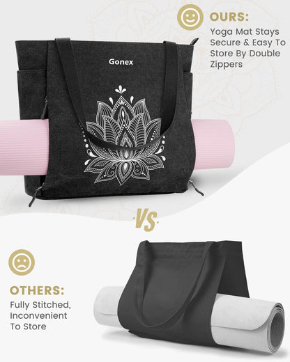Yoga Mat Bag with Zipper Mat Carrier Canvas Gym Tote