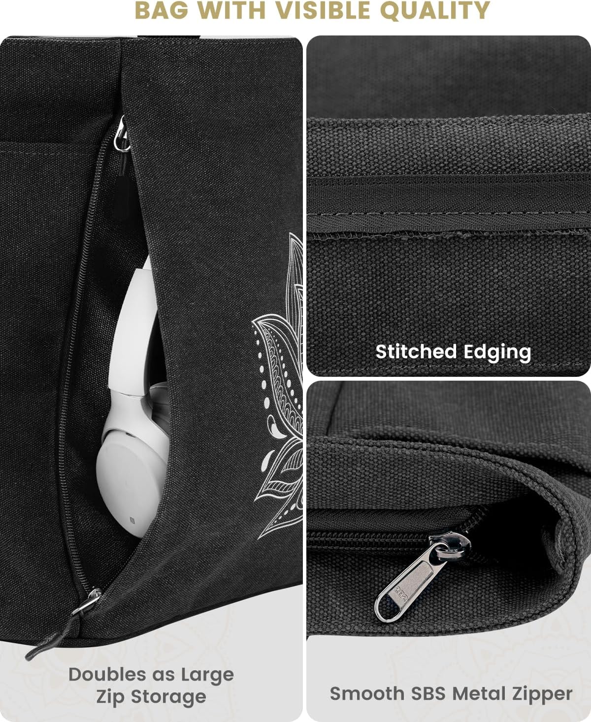 Yoga Mat Bag with Zipper Mat Carrier Canvas Gym Tote