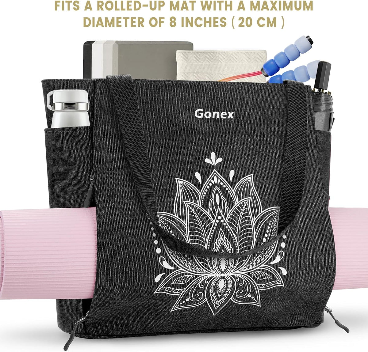Yoga Mat Bag with Zipper Mat Carrier Canvas Gym Tote