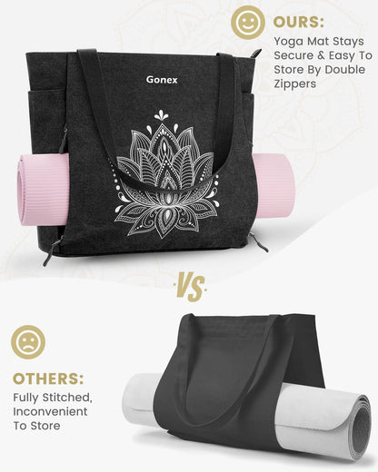 Yoga Mat Bag with Zipper Mat Carrier Canvas Gym Tote